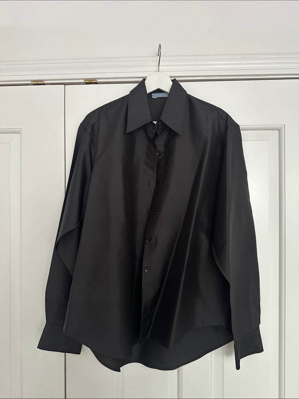 IMPERIO Black Satin Button Up Shirt